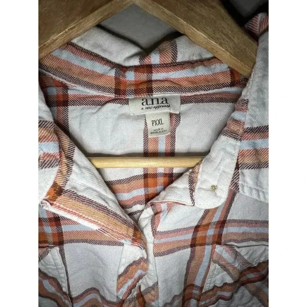 a.n.a A New Approach Womens Button Shirt Size Petite XXL Plaid Collared - Picture 4 of 5